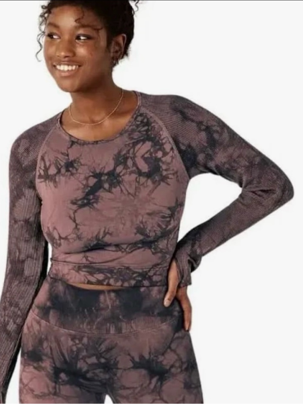 Victoria's Secret Mauve and Black Tie-Dye Long Sleeve Top